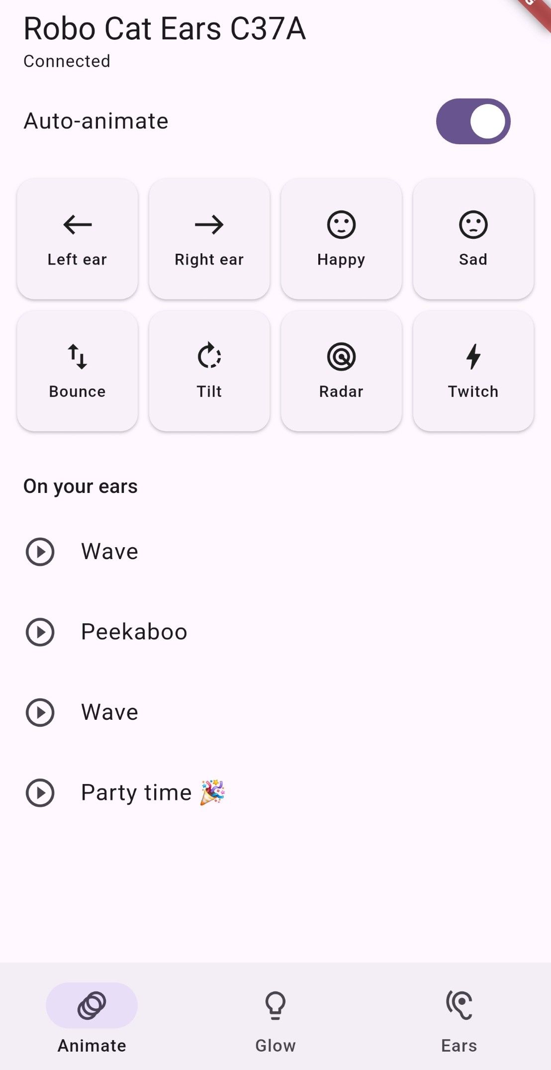 The phone app's Animate tab