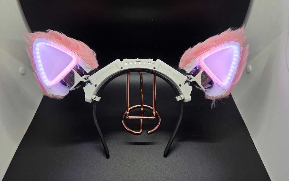 The ears glowing pink on a stand